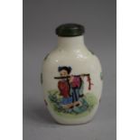 A Chinese Snuff Bottle of Rectangular Form with Rounded Shoulders Tapering to Base decorated with