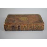 A Leather Bound Book Dated 1755 with Pages Converted to Form Secret Compartment. 17.5cms High