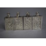 A Small White Metal (Stamped) Chinese Novelty Four Bottle Cantilevered Snuff Bottle. Characters to