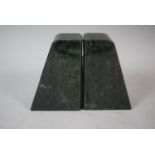 A Pair of Green Marble Book Ends, 13cm High