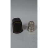 A Novelty Cased Spirit Measure in the Form of a Large Thimble, Just a Thimble Full, 6cm High