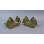 A Pair of Novelty Brass Book Ends in the Form of Pelicans, 10cm High