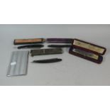 A Collection of Cut Throat Razors Including Cased Set of Three by George Butler & Co., Keen as is