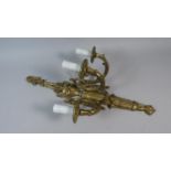 A Gilt Brass Wall Hanging Three Branch French Light Fitting, 58cm High