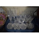 A Tray of Glassware to Include Champagnes, Brandy Balloon, Wines, Sherries, Vases etc