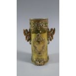 A Nicely Worked Trench Art Brass Shell Decorated with Welsh Dragon, Swags and Ribbons, 10cm High