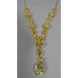 A Iranian Gold Turquoise Mounted Necklace, Testing 18ct Gold, 15.2gms