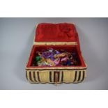 A Wicker Sewing Box Containing Silks, Threads etc