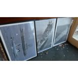 A Collection of Three Large Framed Photographs of Royal Navy Warships