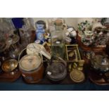 A Tray of Sundries to Include Vintage Brass Bath Tray, Glass Bottle with Brass Tap, Brass Weights,