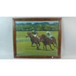 A Framed Oil on Board Depicting Horse Race, 55cm Wide