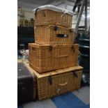 A Collection of Four Wicker Picnic Baskets