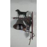 A Reproduction Cast Metal Wall Mounting Door Bell with Black Labrador Motif, Plus VAT