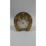 A Continental Horseshoe Shaped Brass Framed Thermometer, 8.5cm High