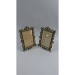 A Pair of Pierced Brass Framed Rectangular Photograph Frames with Easel Backs, Each 26cm High