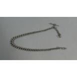 A Silver Watch Chain with T Bar, 40gms