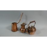A Small Copper Kettle, Copper Measure and North African Coffee Pot