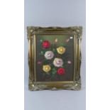 A Gilt Framed Painting Depicting Bundle of Roses, Signed by the Artist