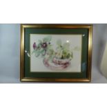 A Large Framed Print Depicting Flowers in Planter Signed by the Artist in Pencil, Cecil