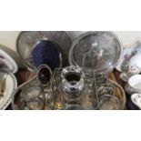 A Collection of Silver Plate Items to Include Wine Coasters, Silver Plate Toast Rack, Pierced