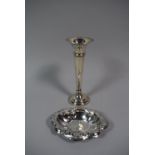 A Silver Oval Bonbon Dish with Pierced Border Together with a Silver Bud Vase, 18cm High
