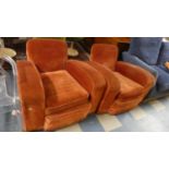 A Pair of Upholstered Art Deco Armchairs