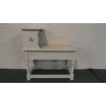 A Cream Painted Telephone Seat with Hinged Storage Box, 66cm Wide