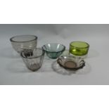 A collection of Swedish and Other 20th Glass to Include Orrefors Edward Hald c.1930 Cut Bowl, 7cm