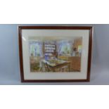 A Framed Print Depicting Cottage Kitchen Interior, Signed by the Artist Celia Russell, 67cm Wide