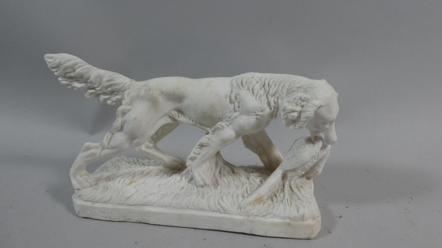 A Resin Study of a Sporting Dog with Pheasant, Tail AF, 20cm Wide