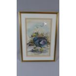 A Framed Water Colour of a Dodo with Applied Gilt Colouration, Signed by the Artist in Pencil