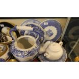 A Collection of Blue and White China to Include Large Spode Italian Pattern Teapot (Missing Lid),