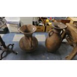 An Amphora Style Garden Vase and a Similar Jug (AF), Vase 66cm High