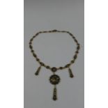 A Japanese Enamelled Damascene Panelled Necklace