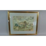 A Framed Water Colour Depicting Executive House, Signed by the Artist Shelia Webster 1987, 55cm Wide