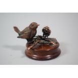 A Bronze Effect Study of Wren on Blackberry Bush, 6cm High