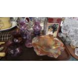 A Collection of Glasswares to Include Carnival Glass Bowl, Scottish Crystal Glass Vase and Other