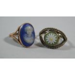 A 9ct Gold Cameo Ring Together with a White Metal Cameo Ring, Total Ring 4.5g
