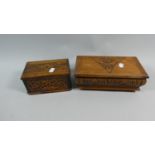 Two Carved Oak Musical Cigarette Boxes