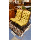 A Pair of Mahogany Buttoned Upholstered Ladies Nursing Chairs