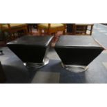 A Pair of Vintage Tapering Square Topped Stools on Swivel Chrome Bases, 50cm x 50cm