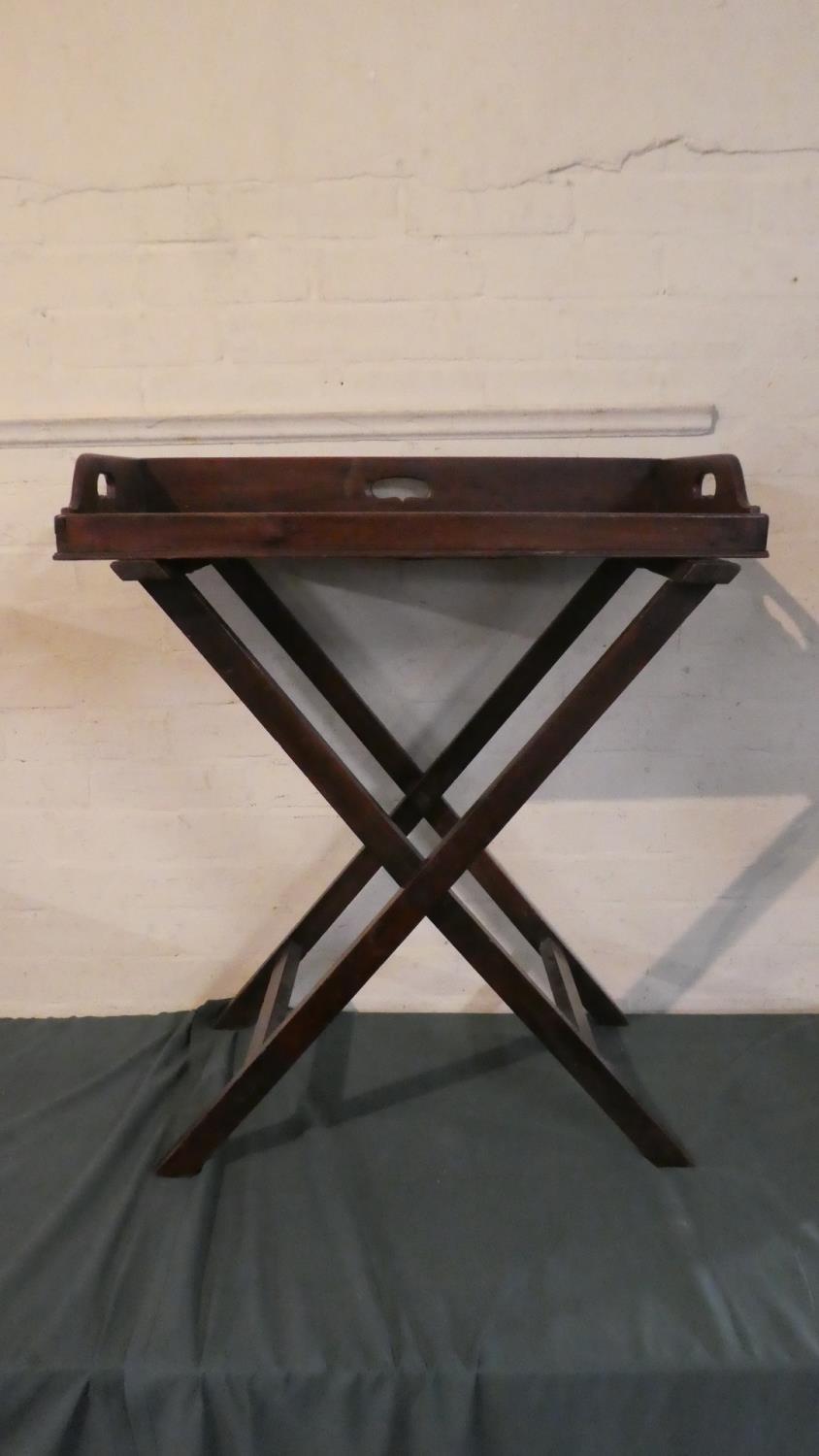 A Late 19th Century Mahogany Butlers Tray on Folding Stand, 70cm Wide