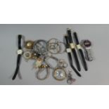 A Tray of Costume Jewellery to Include Scottish Brooches, Dress Rings, Wristwatches, Pocket Watch