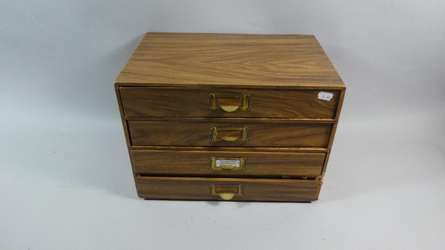 A Vintage Four Drawer Stationery Box, 38cm Wide