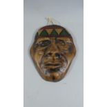 A Wall Hanging Ethnic Ceramic Plaque Inscribed Verso, Lonko Mapuche, 22cm High