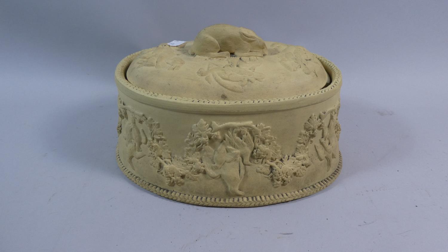 A Victorian Wedgwood Creamware Lidded Game Dish with Moulded Decoration in Relief, Complete with