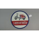 A Circular Reproduction Lambretta Cast Metal Wall Plaque, 29cm Diameter, Plus VAT