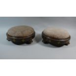 A Pair of Late 19th Century Circular Brass Mounted Foot Stools, Each with Three Bun Feet, 30cm Wide