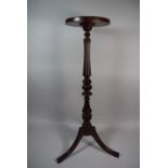 A Reproduction Mahogany Tripod Torchere Stand on Reeded Support with Circular Top, 36.5cm High
