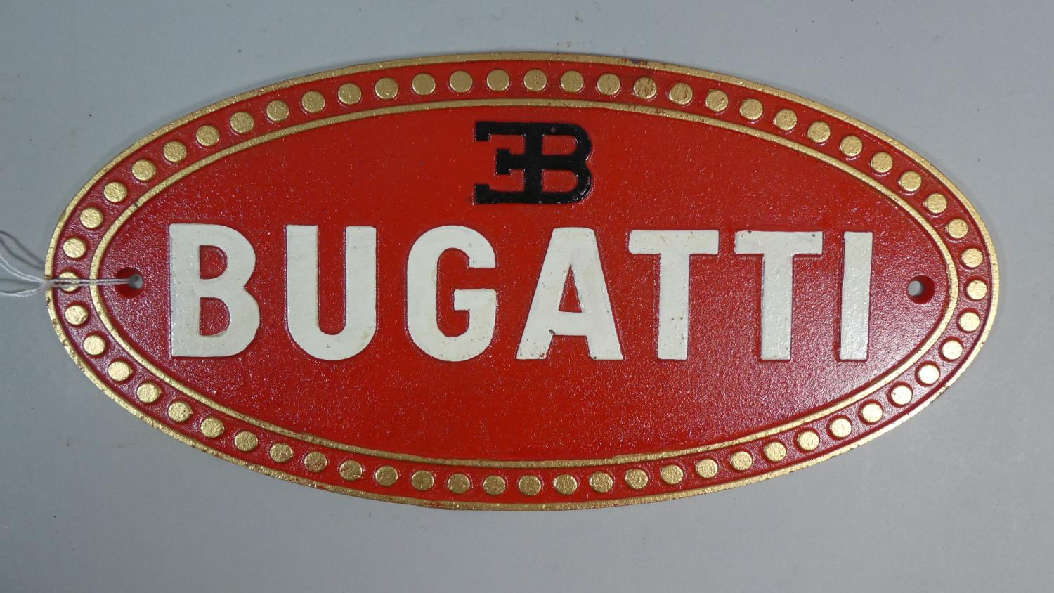 A Reproduction Oval Wall Plaque for Bugatti, 34cm Wide, Plus VAT